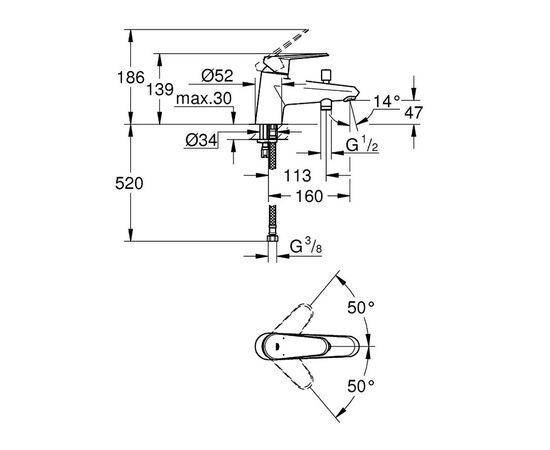 смеситель для ванны grohe eurodisc cosmopolitan 33192002, хром в Актобе фото № 2