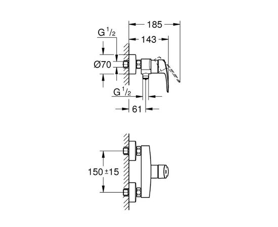 смеситель для душа grohe eurosmart 33555003, наружный, хром в Актобе фото № 2