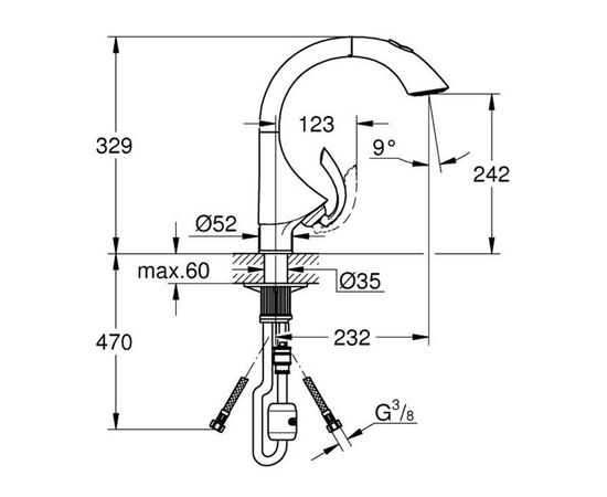 смеситель для кухни grohe к4 33782sd0 с выдвижным изливом, суперсталь в Актобе фото № 2