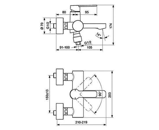 смеситель для ванны ideal standard smart b0462aa в Актобе фото № 2