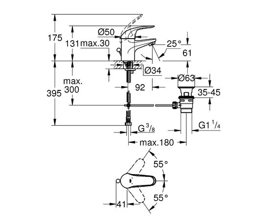 смеситель для раковины grohe euroeco 23262000, хром в Актобе фото № 2