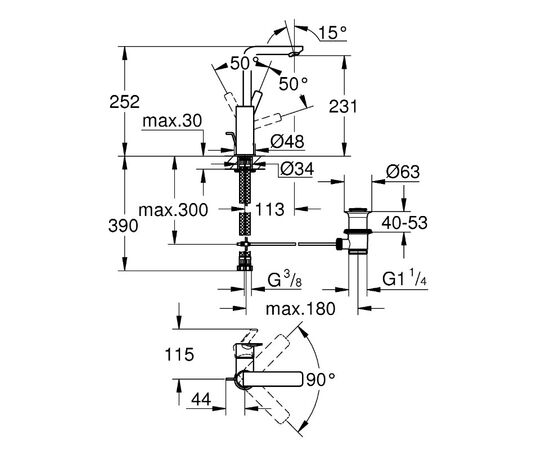 смеситель для раковины grohe lineare 23296001, хром в Актобе фото № 3