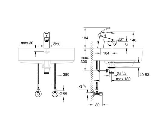 смеситель для раковины grohe eurosmart 23588000, хром в Актобе фото № 2