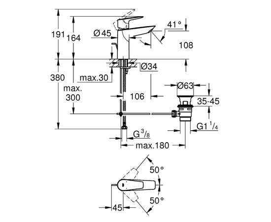 смеситель для раковины grohe bauedge 23758001, хром в Актобе фото № 3