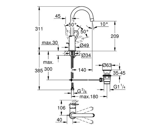 смеситель для раковины grohe bauloop 23763000, хром в Актобе фото № 2