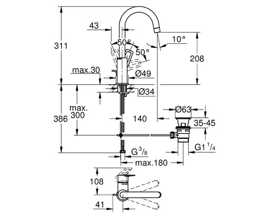 смеситель для раковины grohe bauloop new 23763001, хром в Актобе фото № 3