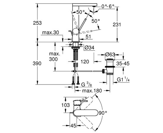 смеситель для раковины grohe plus 23851003, хром в Актобе фото № 3