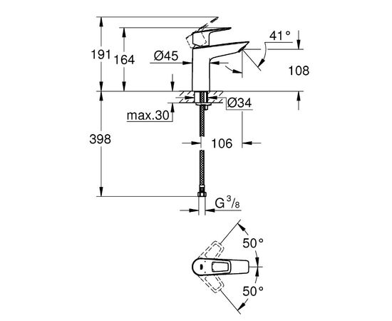 смеситель для раковины grohe bauloop 23917001, хром в Актобе фото № 2