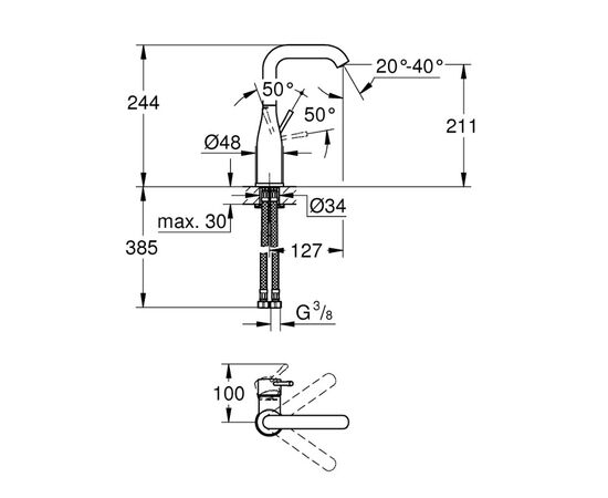 смеситель для раковины grohe essence 24177kf1, черный в Актобе фото № 4