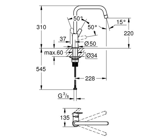 смеситель для кухни grohe quickfix start 304702430, черный в Актобе фото № 3