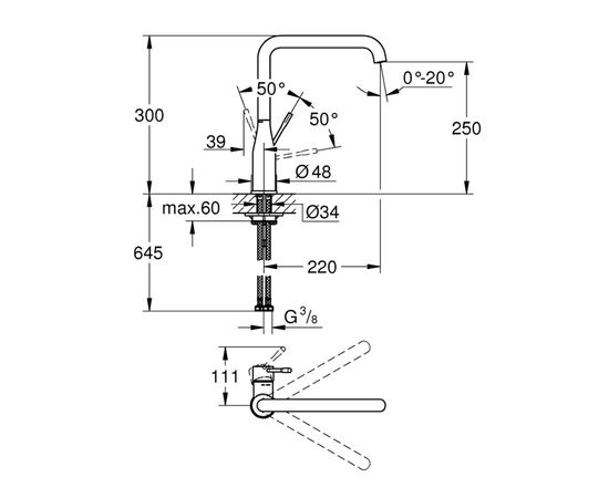 смеситель для кухни grohe essence 30505kf0, черный в Актобе фото № 3