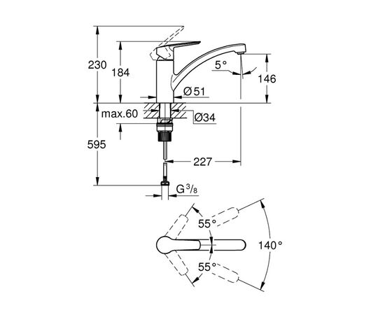 смеситель для кухни grohe quickfix start 324412432, черный в Актобе фото № 2