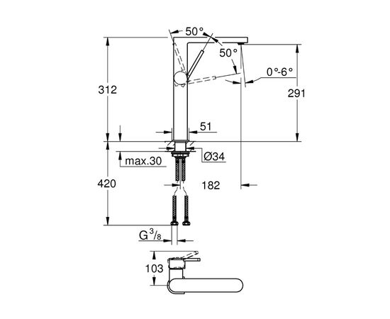 смеситель для раковины grohe plus 32618003, хром в Актобе фото № 3