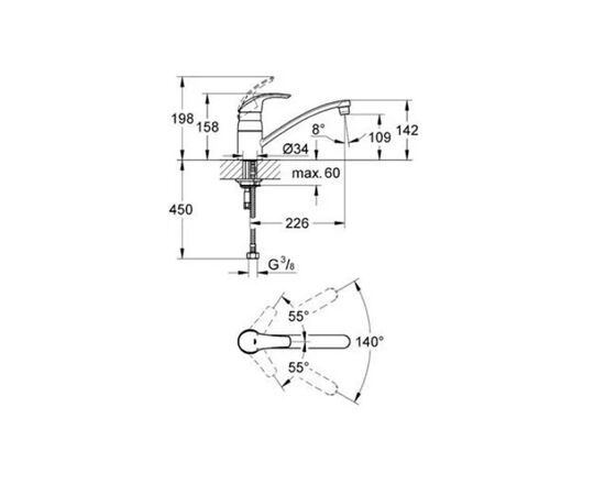 смеситель для кухни grohe eurosmart 33281001, хром в Актобе фото № 2