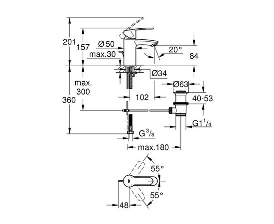 смеситель для раковины grohe eurostyle cosmopolitan 33552002, хром в Актобе фото № 3