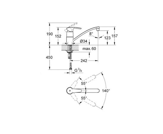 смеситель для кухни grohe eurostyle 33977001, хром в Актобе фото № 3