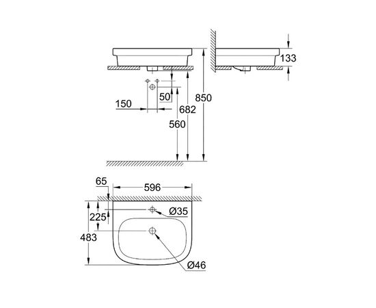 раковина накладная grohe euro ceramic 39337000 60см в Актобе фото № 3