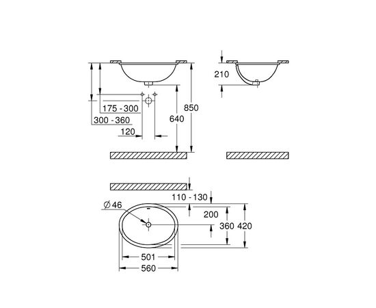 раковина встраиваемая grohe bau ceramic 39423000 55 см в Актобе фото № 4