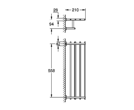 Держатель для полотенца grohe essentials cube 40512001, 600х210, хром в Актобе фото № 2