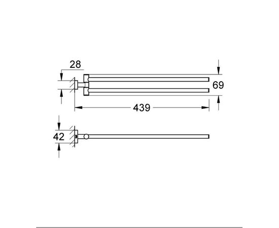 Двойной держатель полотенца grohe essentials cube 40624001, хром в Актобе фото № 3