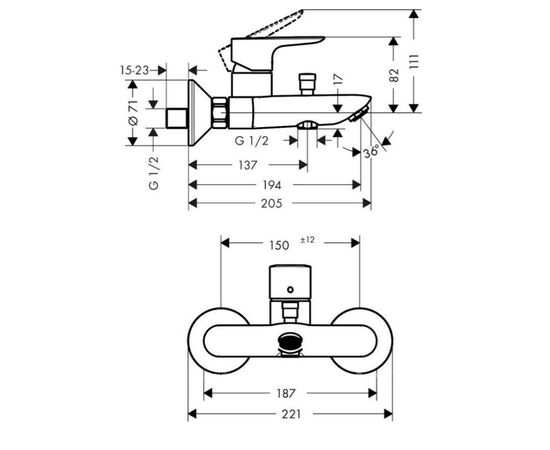 смеситель для ванны hansgrohe talis e 71740670 черный матовый в Актобе фото № 2