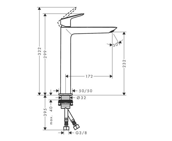 смеситель для раковины hansgrohe logis 71258000 хром в Актобе фото № 2