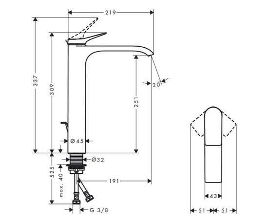 смеситель для раковины hansgrohe vivenis 75040670 черный матовый в Актобе фото № 3