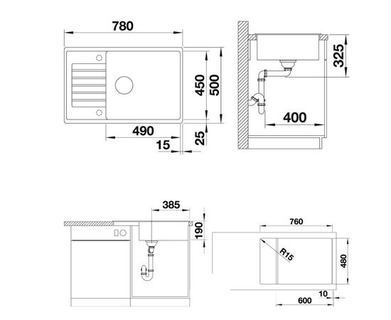 Кухонная мойка blanco zia xl 6s compact 523277 белая в Актобе фото № 2