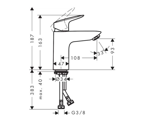 смеситель для раковины hansgrohe logis 71107000 в Актобе фото № 2