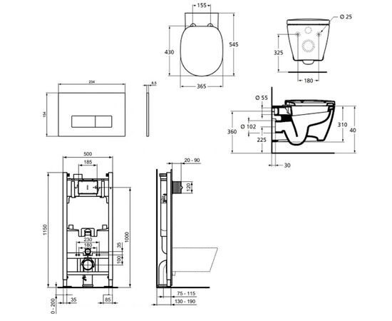 Комплект 4в1 ideal standard connect e803501 r046367 r0121ac в Актобе фото № 2