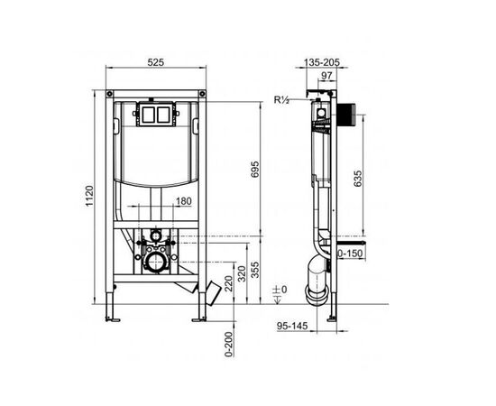 Инсталляция 3в1 villeroy&boch viconnect 92242700, кнопка смыва хром 92249069 в Актобе фото № 2