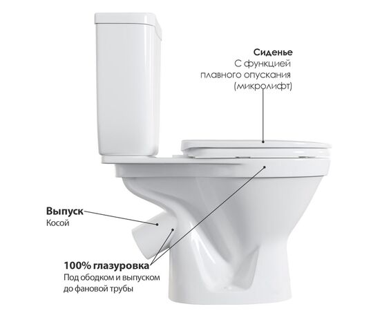 унитаз-компакт напольный vitra norm blanc 9837b099-7201 с микролифтом в Актобе фото № 4