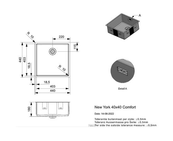 Кухонная мойка reginox new york r27639 40x40 comfort в Актобе фото № 4