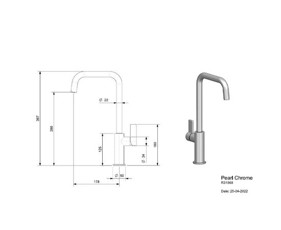 смеситель для кухни reginox pearl r31568, chrome tap в Актобе фото № 4