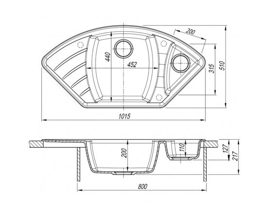 угловая кухонная мойка dr.gans габи 101x51см, белый cmc в Актобе фото № 3