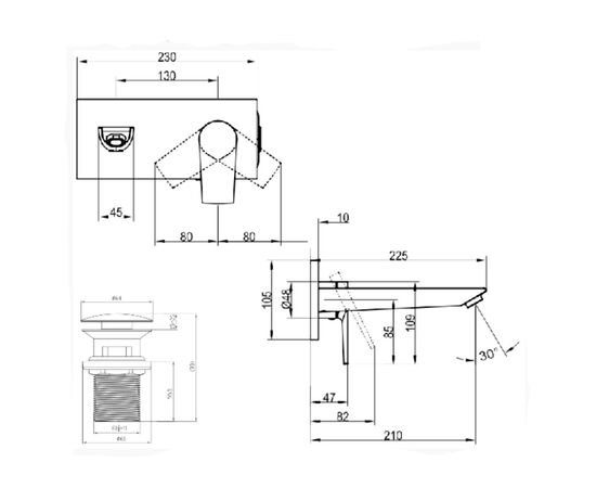 смеситель для раковины villeroy boch subway 2.0 tvw10211211061 встраиваемый в Актобе фото № 2