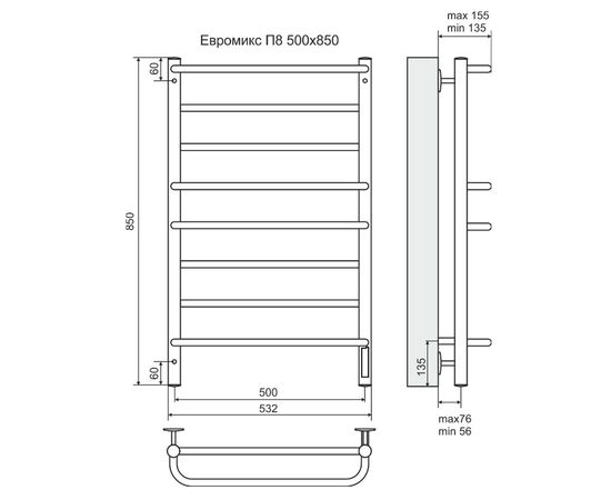Полотенцесушитель терминус евромикс п8 500*850 4670078516763 в Актобе фото № 2