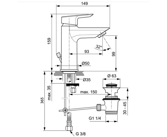 смеситель для раковины ideal standard tesi a6555aa в Актобе фото № 2