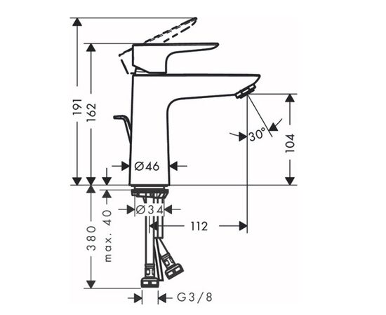 смеситель для раковины hansgrohe talis e 71710340, черный хром в Актобе фото № 2