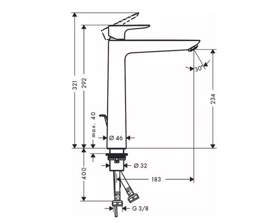 смеситель для раковины hansgrohe talis e 71716340, черный хром в Актобе фото № 2