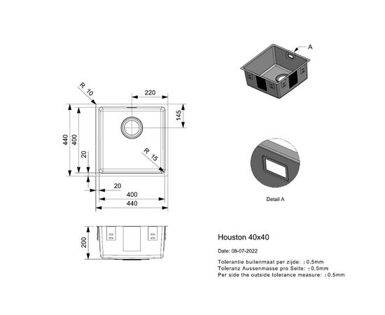 Кухонная мойка reginox houston 40x40 r32848 в Актобе фото № 2