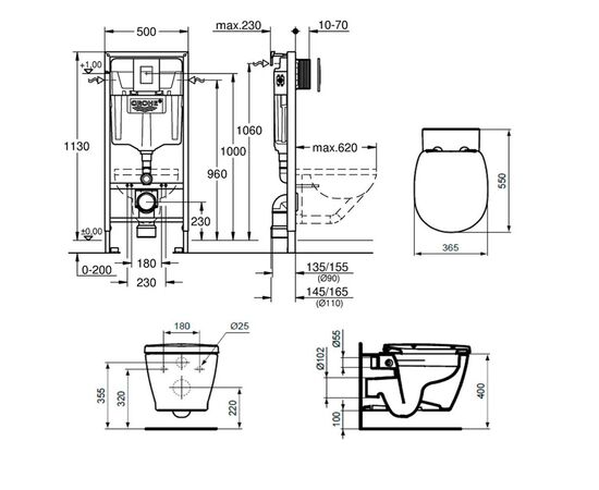 Комплект grohe: унитаз ideal standard e814901 с инсталляцией rapid sl 38772001 в Актобе фото № 2