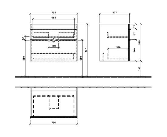 тумба с раковиной 80см villeroy&boch venticello a92501dh+41048g01 в Актобе фото № 2