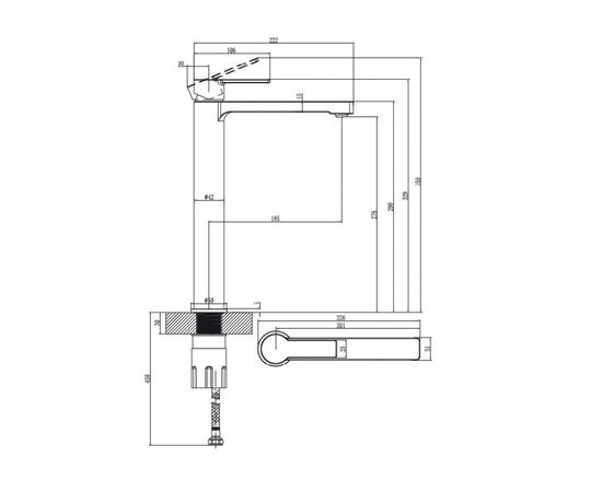 смеситель для раковины villeroy&boch architectura tvw10300500061 высокий в Актобе фото № 2