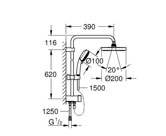 Душевая система grohe new tempesta cosmopolitan 27394002 150 без смесителя в Актобе фото № 3