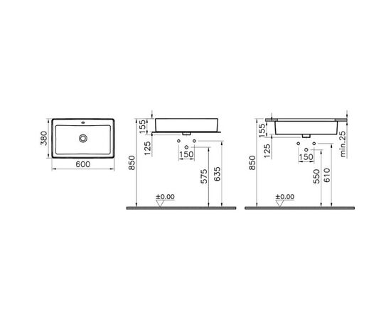 раковина vitra nuo 7434b003-0012 60x38 в Актобе фото № 2