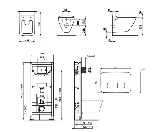 Комплект laufen palace: унитаз 8.2070.6 c инсталляцией r020467 и кнопкой r0123ac в Актобе фото № 3