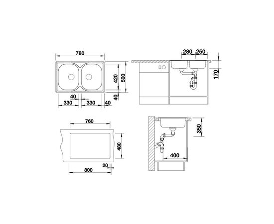 Кухонная мойка blanco tipo 8 compact matt (513459) в Актобе фото № 3