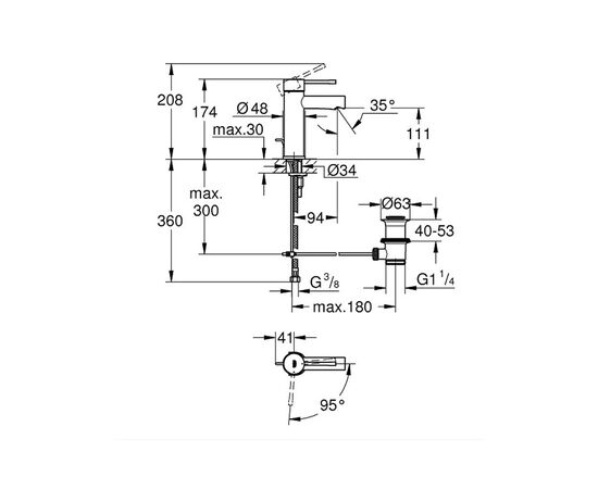 смеситель для раковины grohe essence 23379001 в Актобе фото № 3