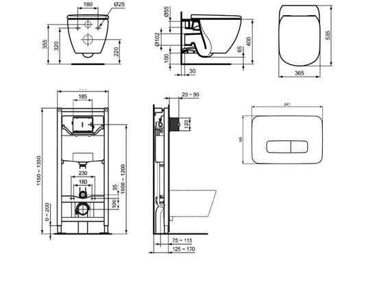 Комплект ideal standard tesi: унитаз t007901 aquablade с инсталляцией и кнопкой m3 r0123jg в Актобе фото № 2